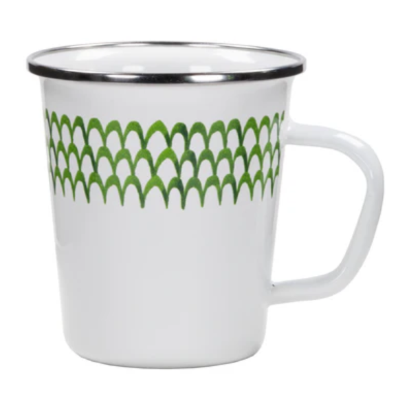 Green Scallop Latte Mugs - S/2