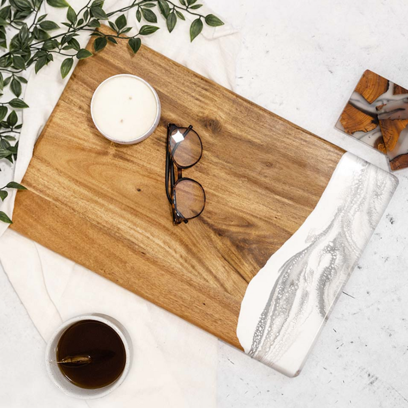 Resin Charcuterie Breadboard - 12” x 18” - Marble