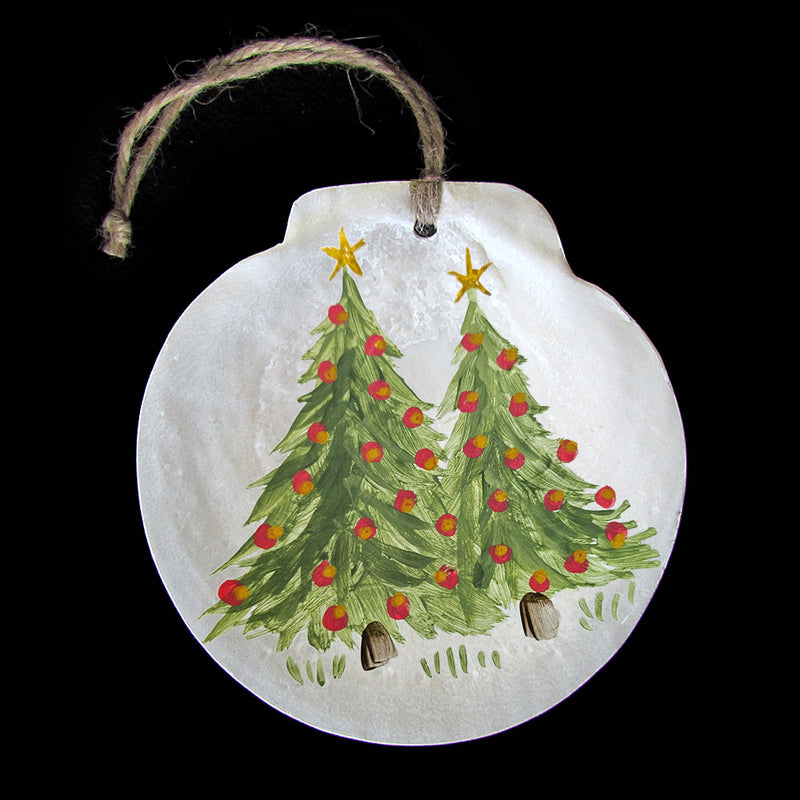 Scallop Shell Ornament-Painted Trees