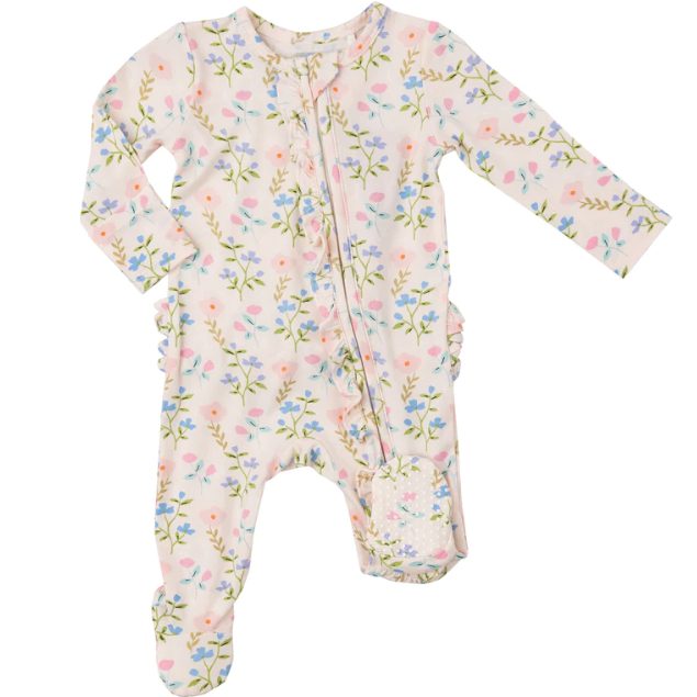 Simple Pretty Floral Ruffle Footie