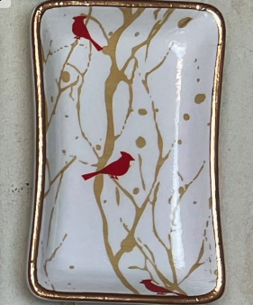 Small Tray - Gold Cardinal