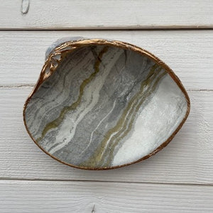 Clam Shell - White Gold Marble