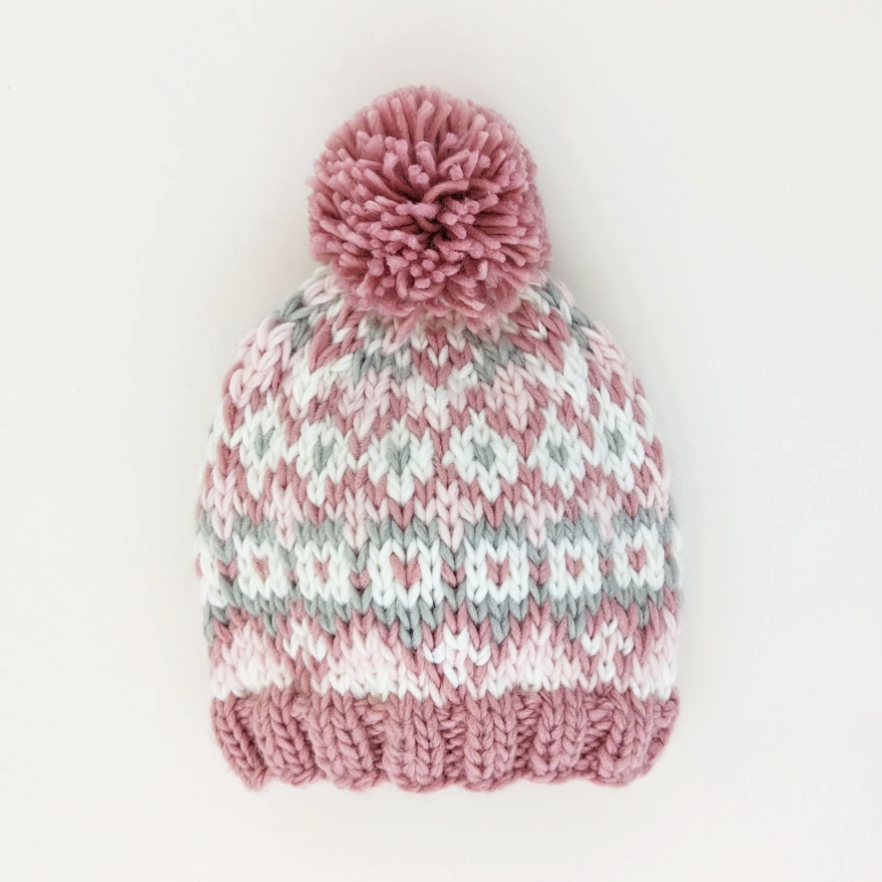 Fairisle Rosy Beanie Hat