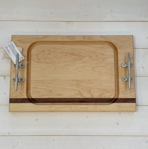 Steak Board w/Double Cleat Handles - Single Stripe - Plain