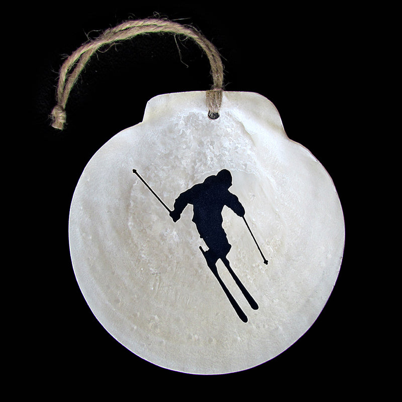 Scallop Shell Ornament-Skier