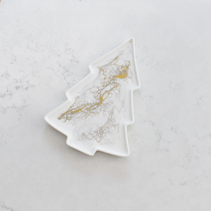 Christmas Tree Ceramic Tray - Gold Quartz