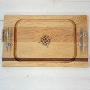 Steak Board with Cleat Handles - 20” x 12 1/2” - Compass Rose