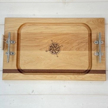 Steak Board with Cleat Handles - 20” x 12 1/2” - Compass Rose