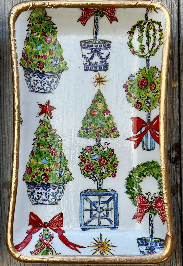 Small Tray - Christmas Topiaries