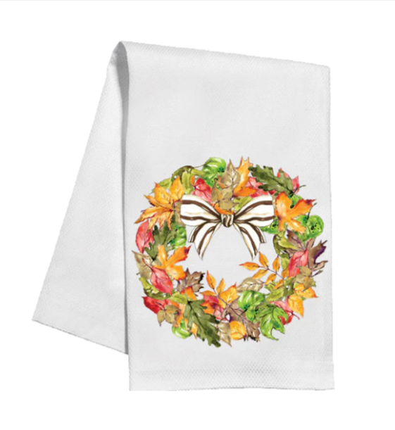Autumn Leaf Wreath Tea Towel