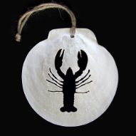 Scallop Shell Ornament-Lobster