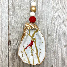 Oyster Ornament - Gold Cardinal