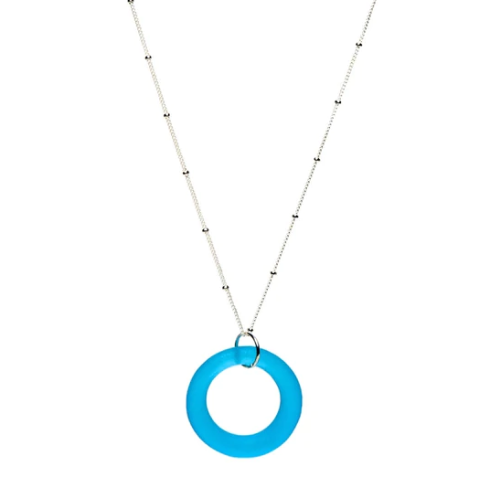 Necklace - Recycled Glass - Aqua