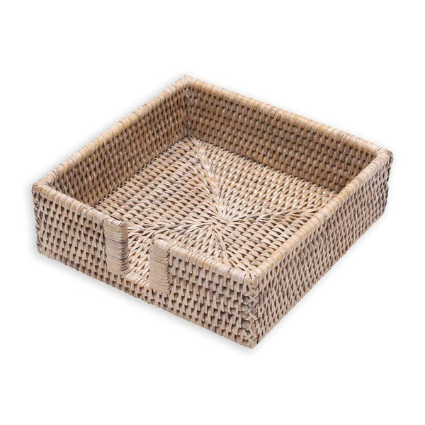 White Natural Rattan Cocktail Napkin Holder