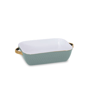 Small Rectangle Baker w/Gold Handles