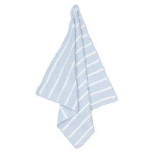 Chenille Blanket-Blue/Ivory Stripe
