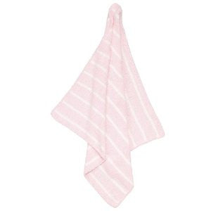 Chenille Blanket-Pink/Ivory Stripe