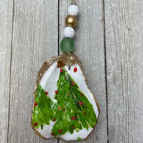 Oyster Ornament - Watercolor Tree