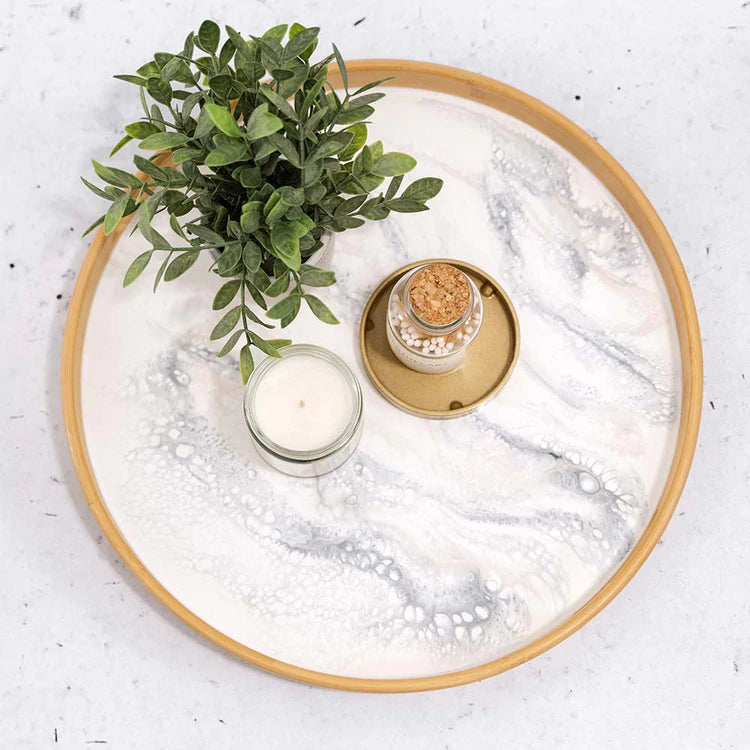 Round Resin Tray-Marble