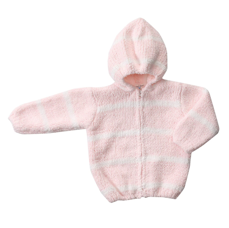 Chenille hoodie- pink/ivory 6/12 months