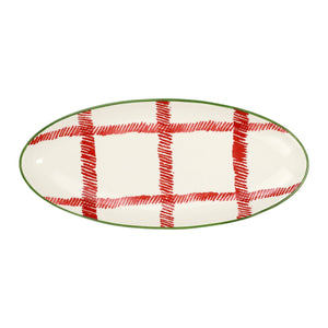 Mistletoe Plaid Oval Platter