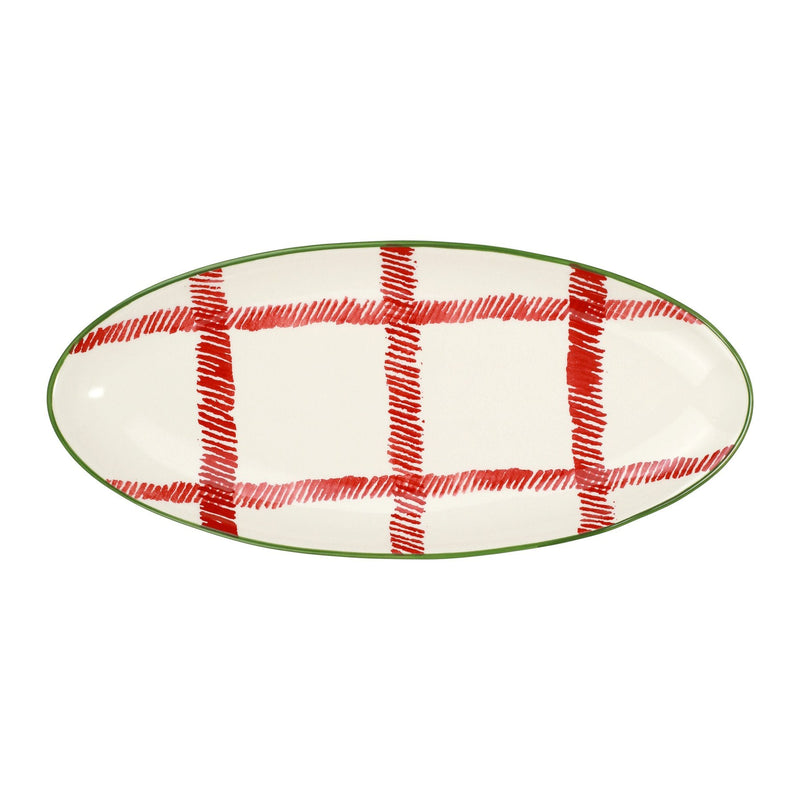 Mistletoe Plaid Oval Platter