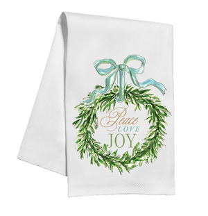 Kitchen Towel-Wreath w/Peace Love Joy