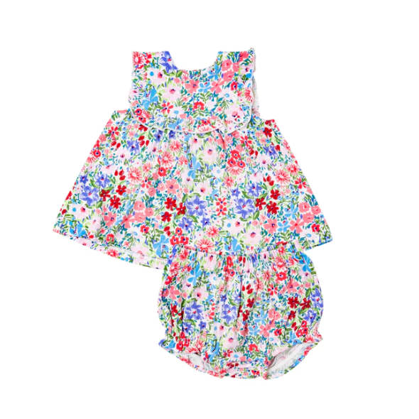 London Floral Ruffle Top & Bloomer - 3-6 M