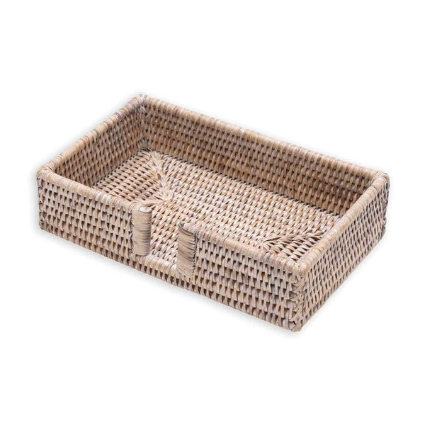 White Natural Rattan Guest Towel Holder