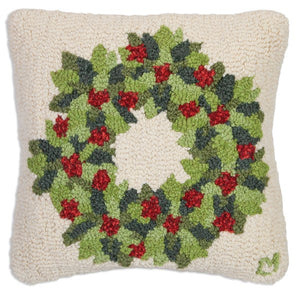 Pillow - Berries & Leaves Wreath-18" Sq