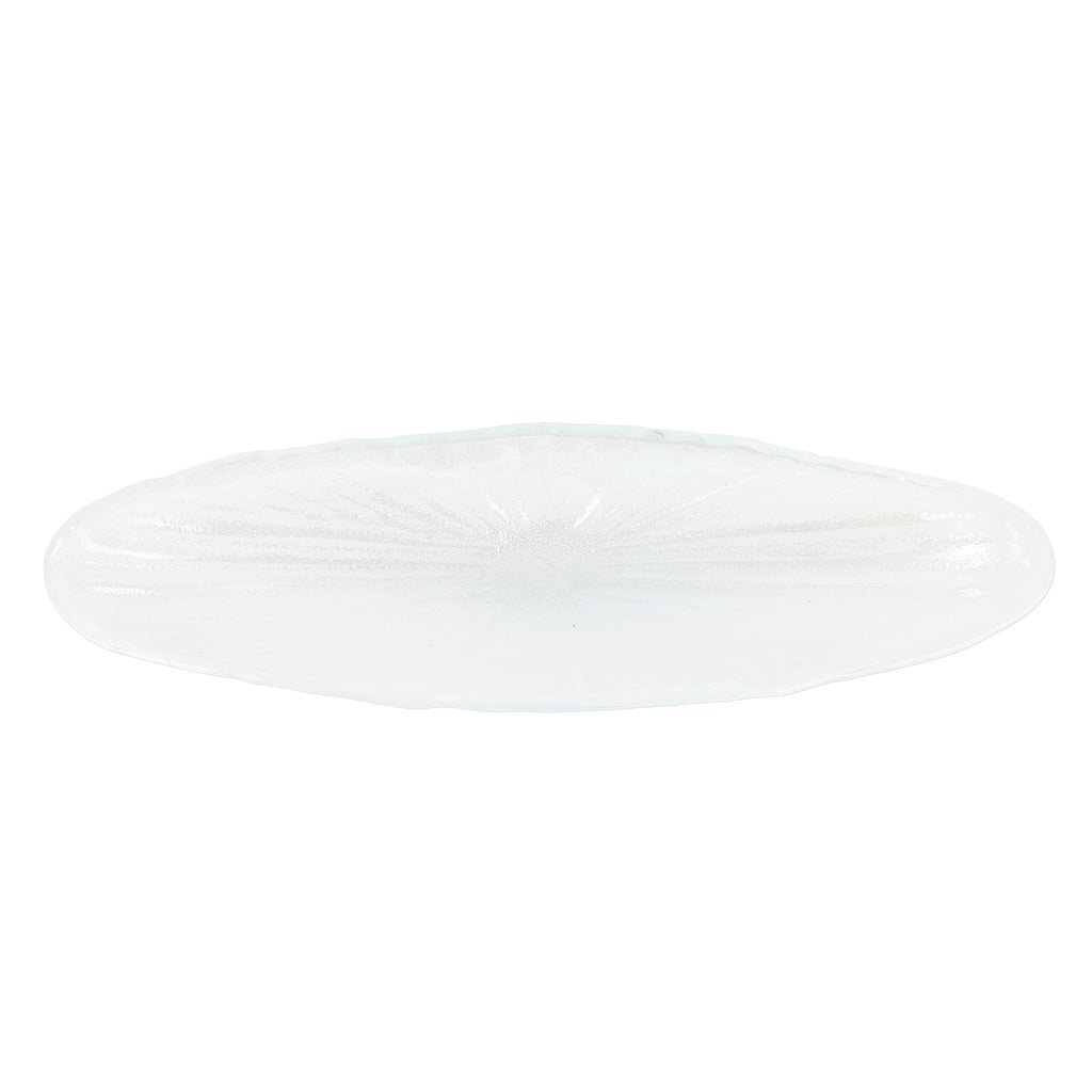 Onda Glass White Long Oval Bowl