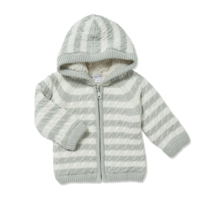 Sherpa Zip Hoodie-Grey(0-6 m)